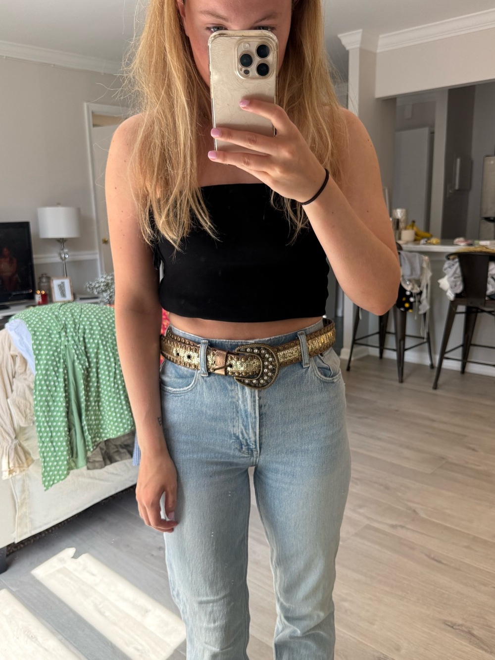 Vintage Gold Sequin Beaded Chunky Belt